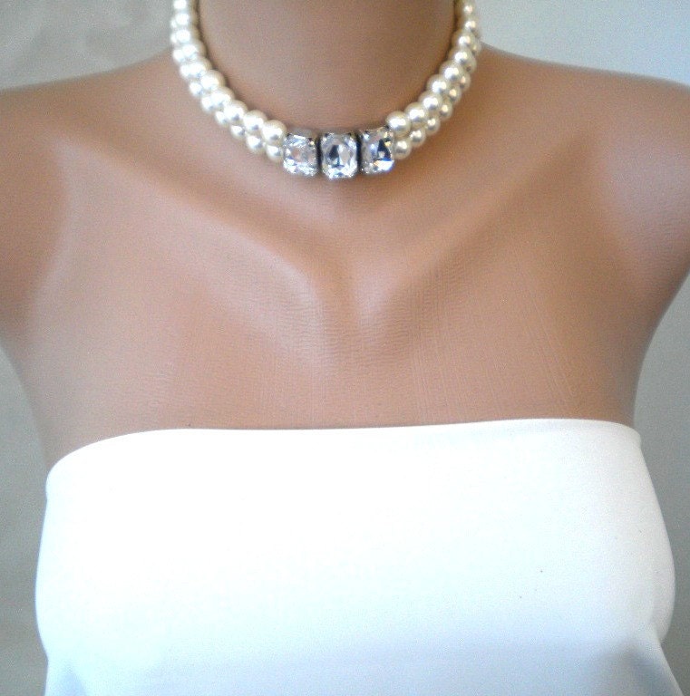 Handmade Bridal Pearl Collar Necklace by kirevi8 on Etsy 