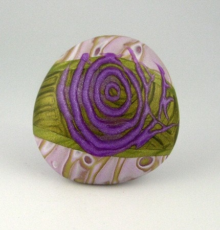 Polymer Clay Cabachon, Lavender, Violet, Green, White