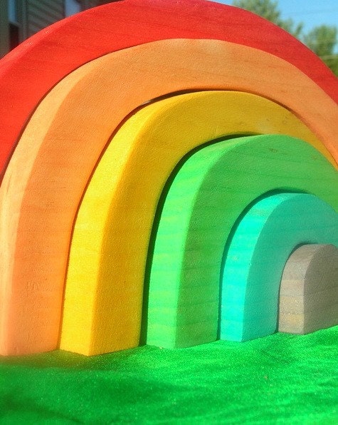 Large Wooden Rainbow Stacker Toy