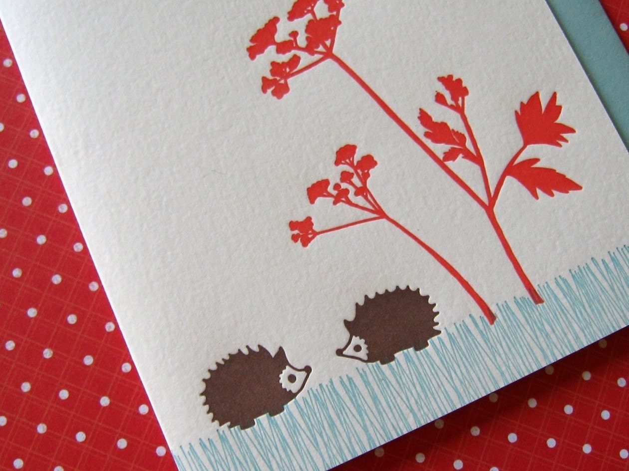 Letterpress Birthday Card - Hedgehogs
