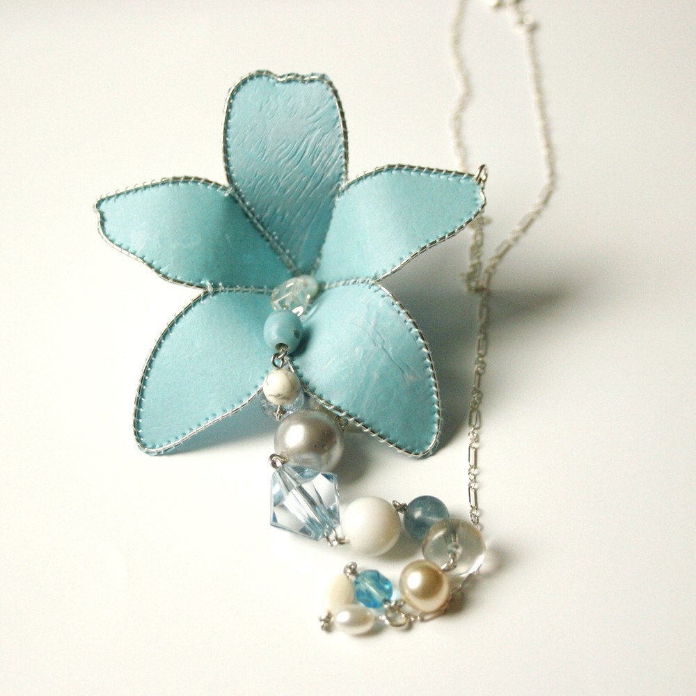 Lily Necklace in Light Blue and Sterling Silver