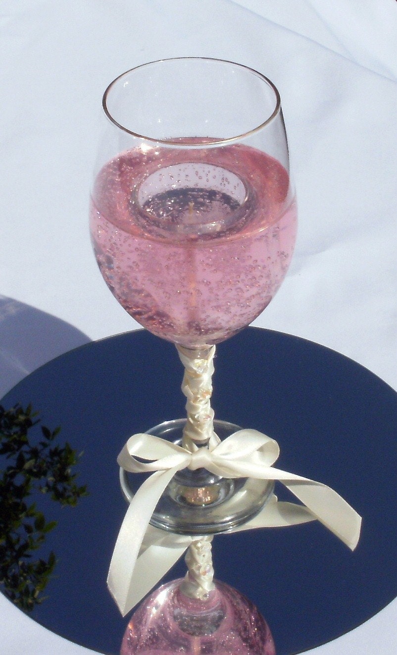 Wedding Wine Glass Centerpiece Gel Candle by Silk N Lights Designs