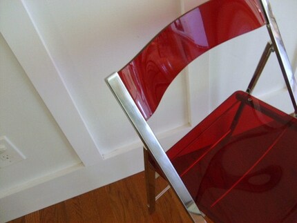 Red Lucite and Chrome Chair