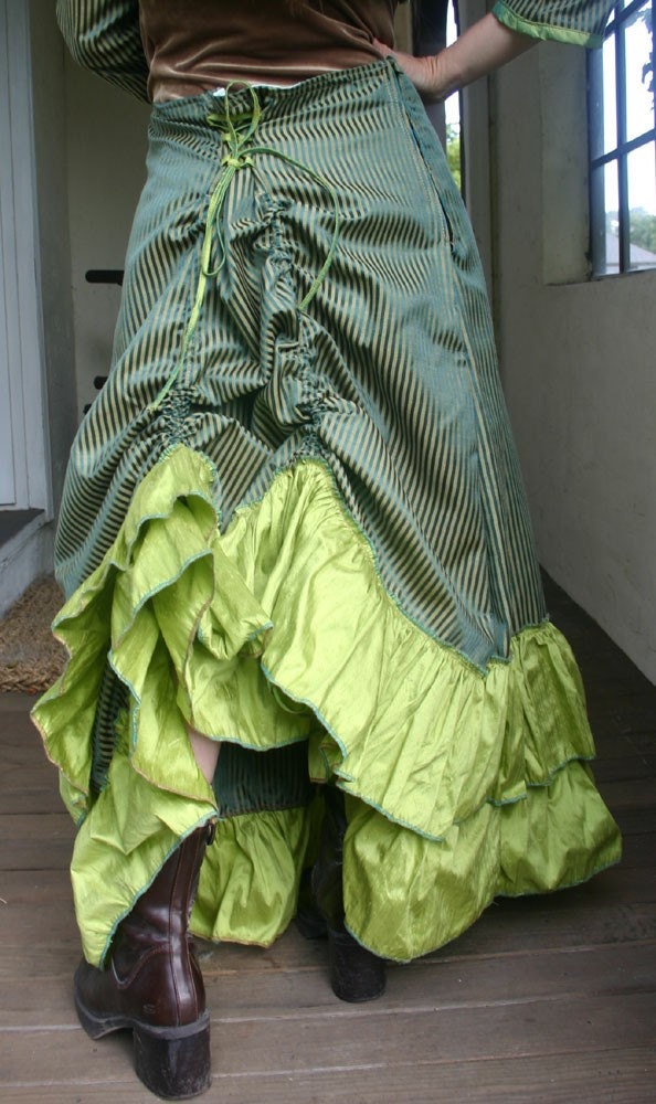 Green Stripe and Lime Bustle Skirt