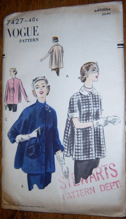 1951 Vintage Vogue Jacket or Smock Pattern