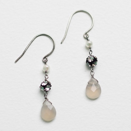 crystal earrings  .      sterling silver          .