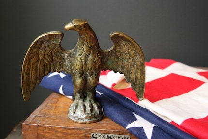 Vintage Eagle Brass Flagpole Topper