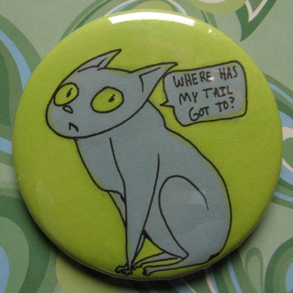 KITTY CAT original art pinback button