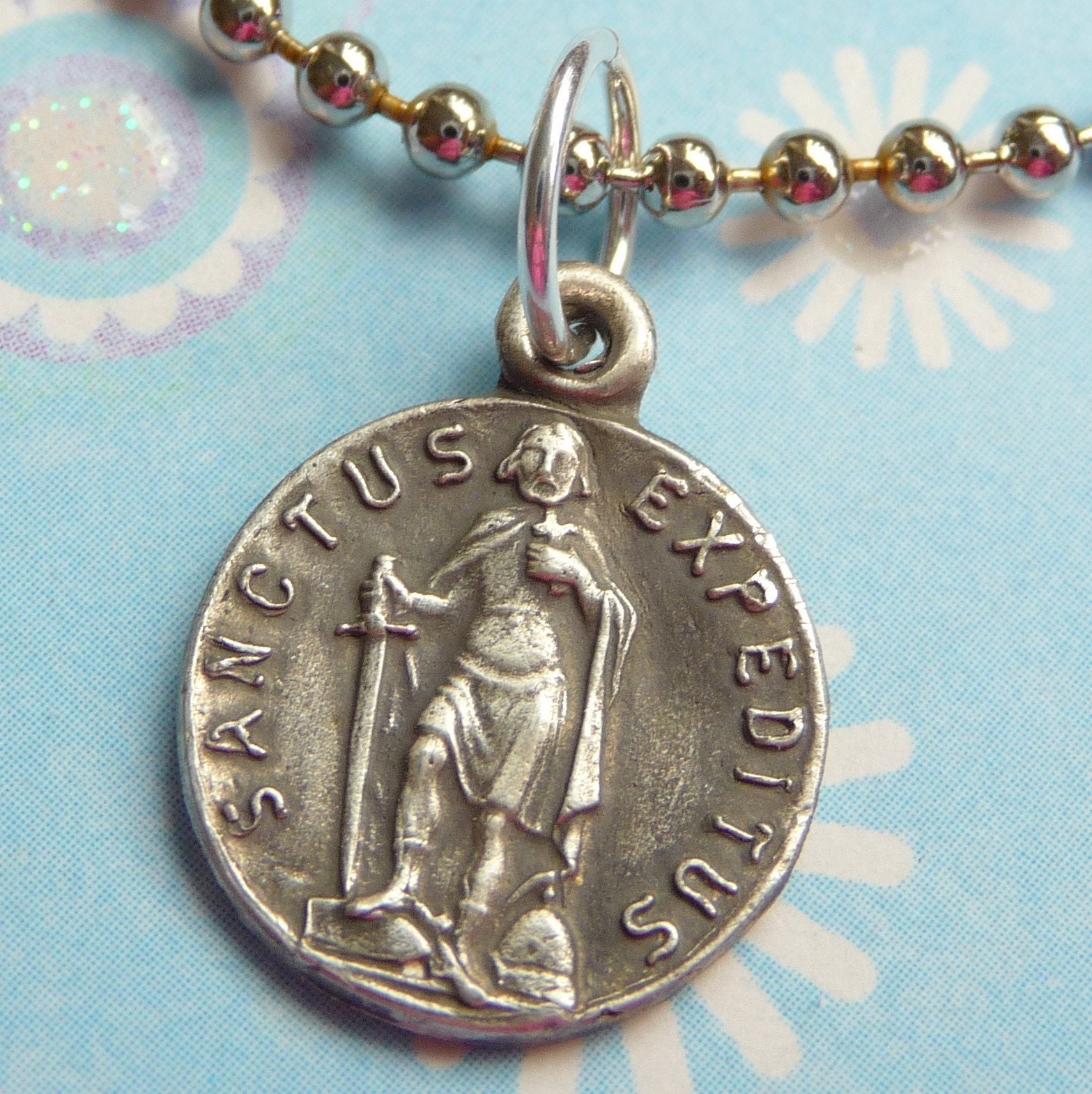 St Expedite Medal - Patron saint of procrastinators and merchants - Hand cast in fine silver