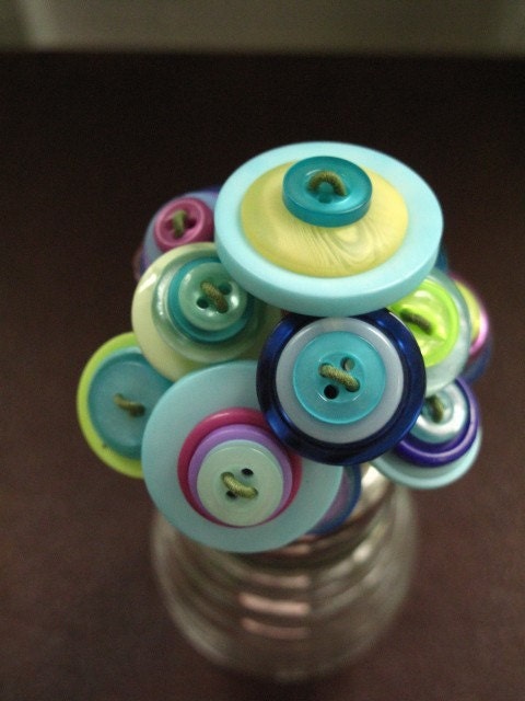 Beehive Button Bouquet - Blue, Green, Purple, Yellow