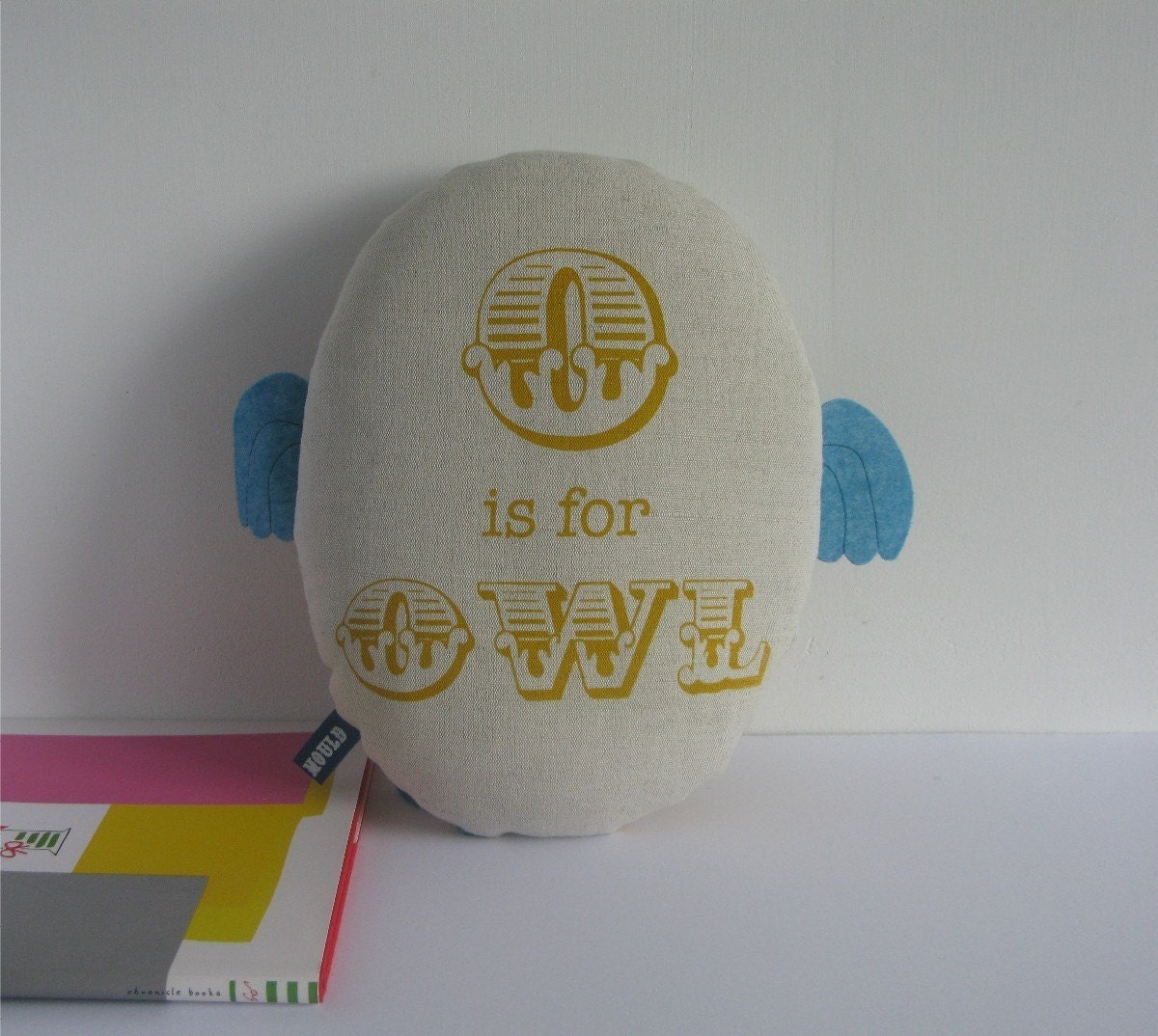 Hand Screen Printed Owl Toy in Yellow