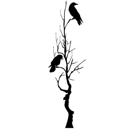 Large Tree with Two Crows Vinyl Wall Decals