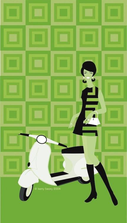 Vera Vespa - Retro Scooter Art Limited Edition Print by Kerry Beary