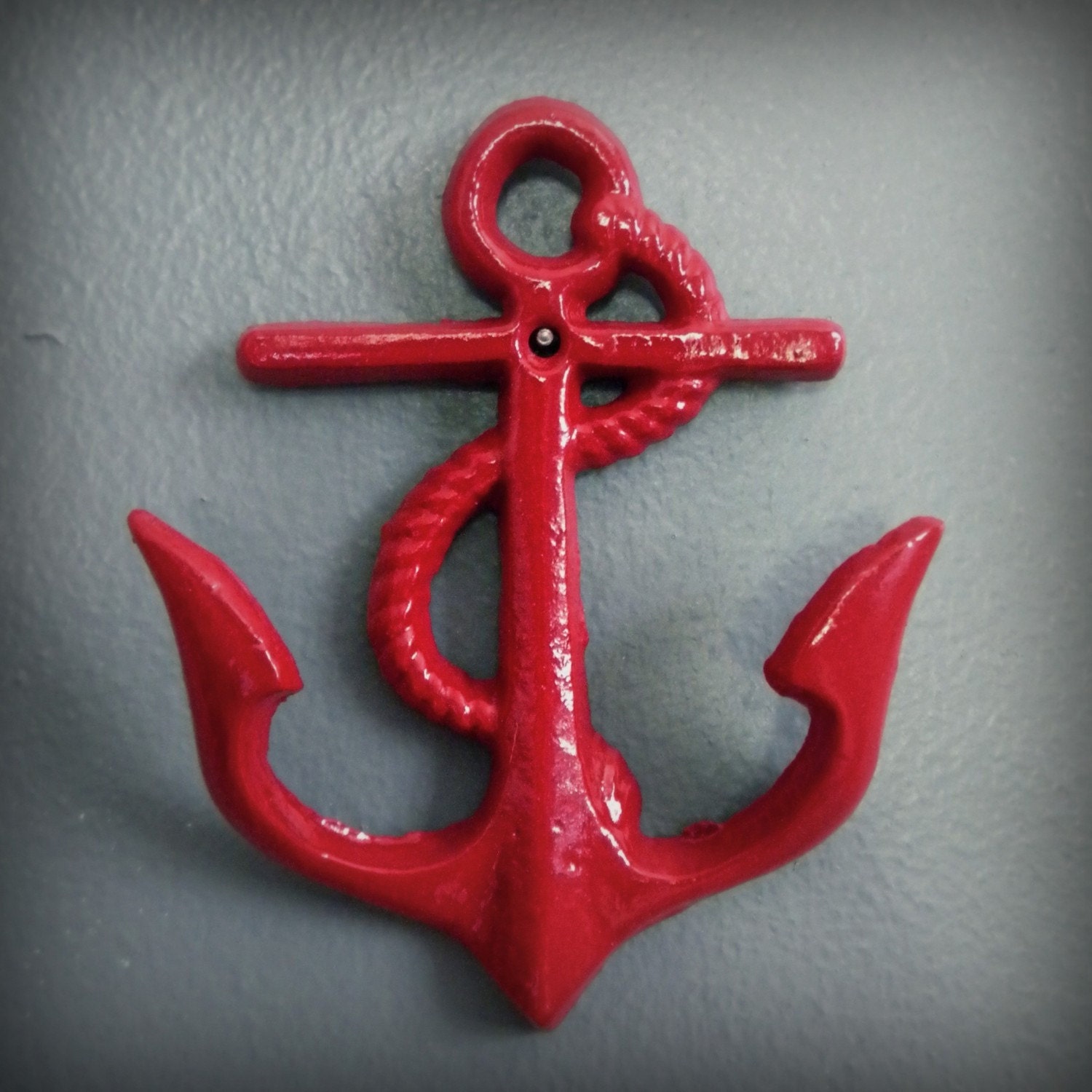 anchors away, cast iron wall hook, red