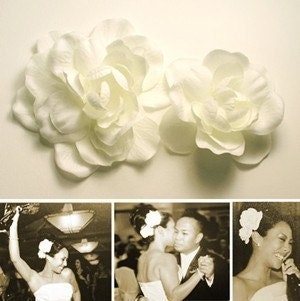 SALE Silk Gardenia or Rose Wedding Hairclip Fascinator