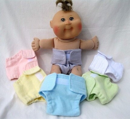 Baby Doll Cloth Diaper Pastel Set of Six Diapers. Can be Purchased Individually as well.