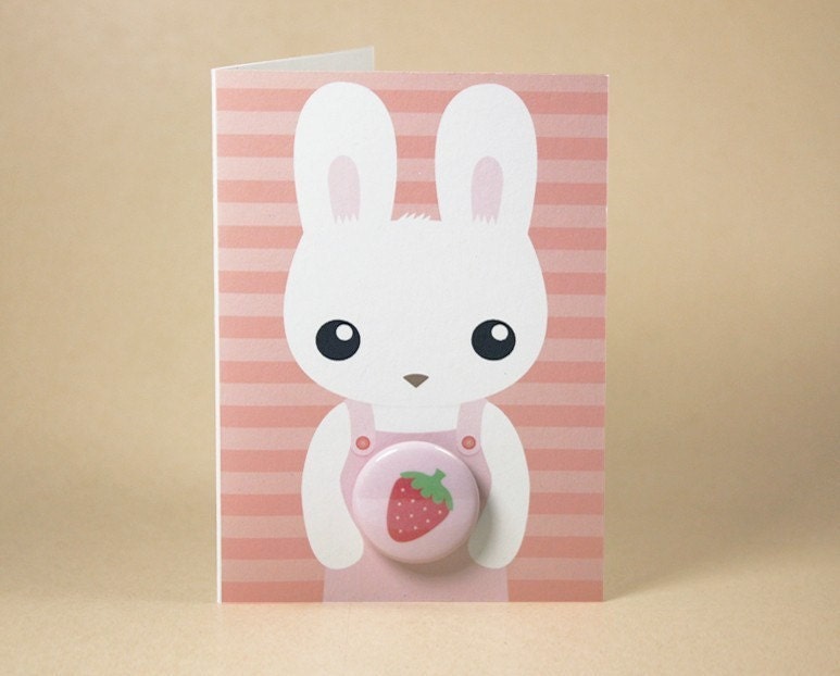 Strawberry Bunny Rabbit Gift Card featuring Badge