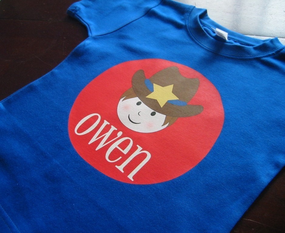 Personalized BOY COWBOY Baby Bodysuit or Toddler Tee - Available in various colors and sizes