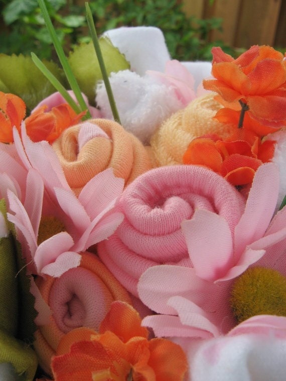 Pink and Orange Sherbert Sweet Bouncing Baby
Bouquet (table centerpiece/shower gift)