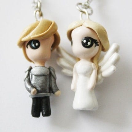 FREE SHIPPING - Romeo and Juliet - Miniature Sculptures - Charm Necklaces