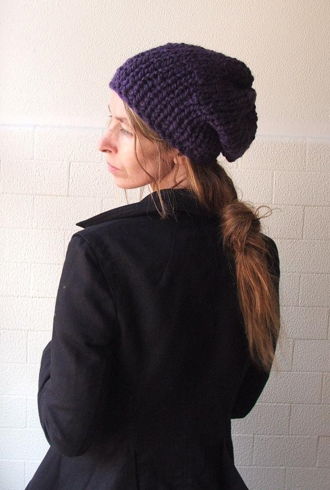 Deep purple chunky hat