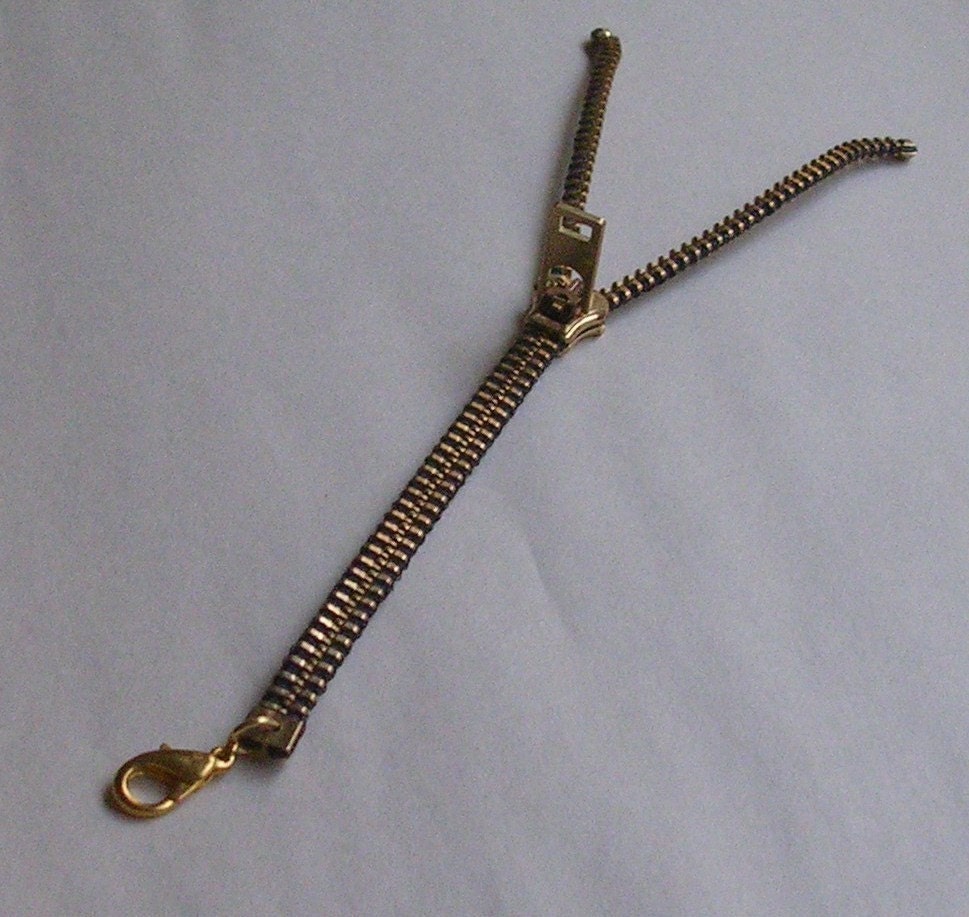 CUSTOM Brass Zipper Bracelet