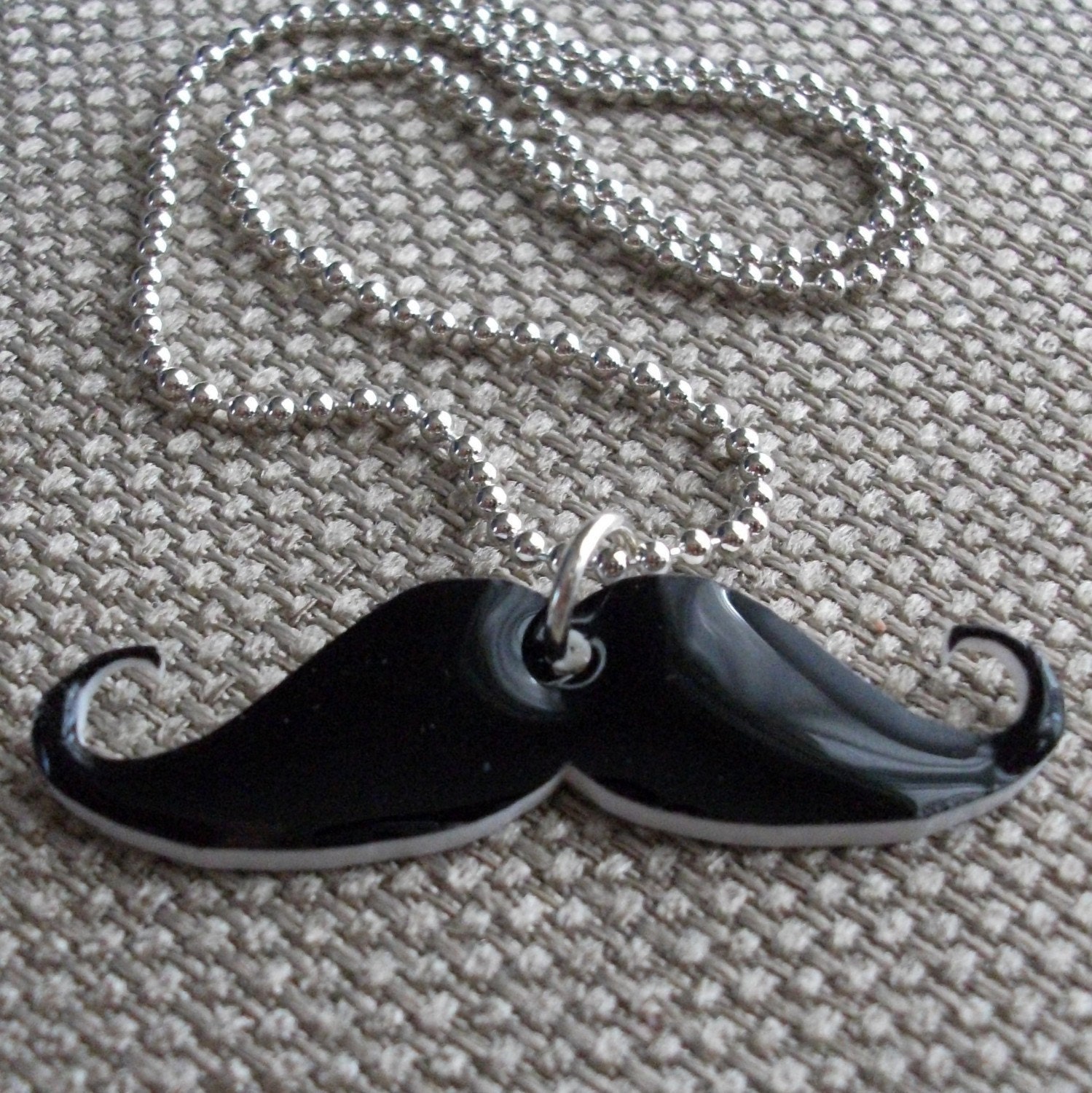 Black Curly Mustache Necklace