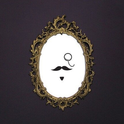 015 - Vinyl Wall Decal Art Sticker - Mustache Mirror