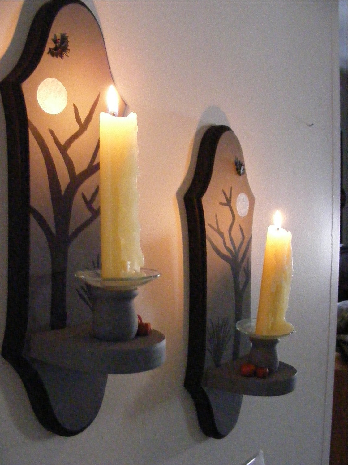 Hand Painted Hallween Wall Sconces Set of Two
