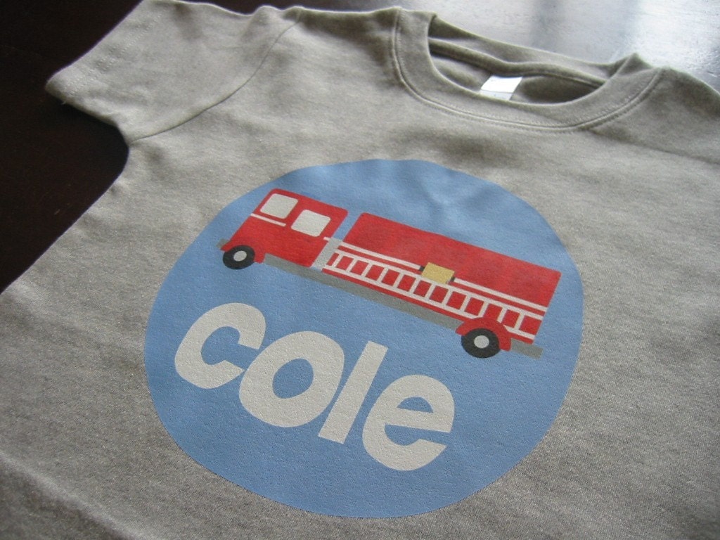 Personalized FIRE ENGINE Baby or Toddler Tee - Available in various colors and sizes