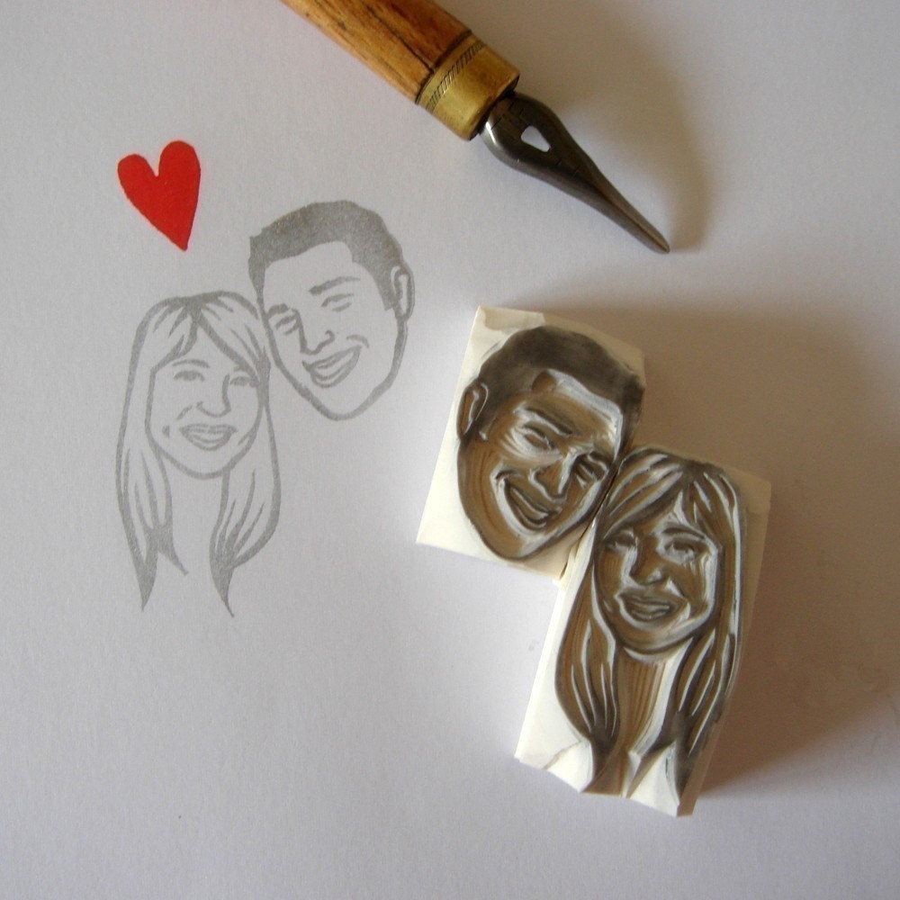 lilimandrill Custom / double face / handcarved rubber stamp