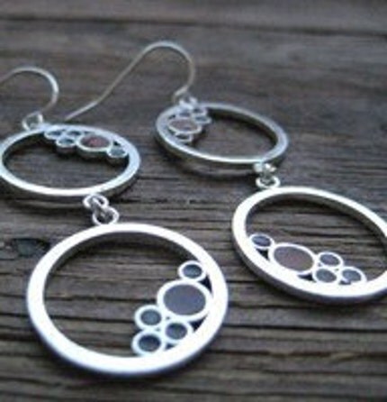 Bubble silver and enamel earrings
