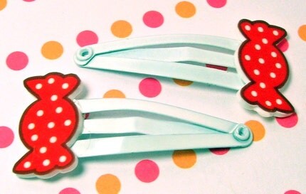Sweet Red Candy Hair Clips