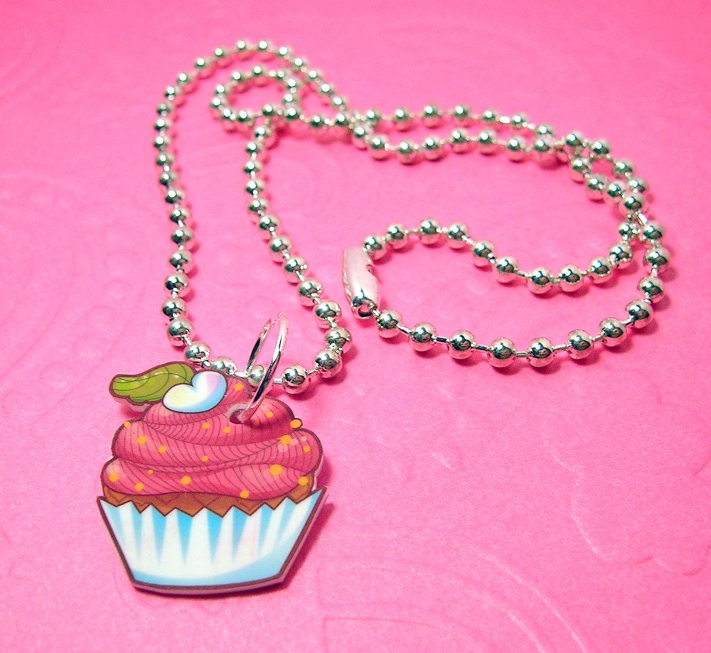 Pink Cupcake Necklace 18 inches