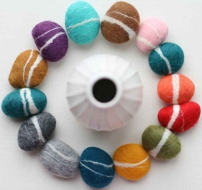 felted pebbles