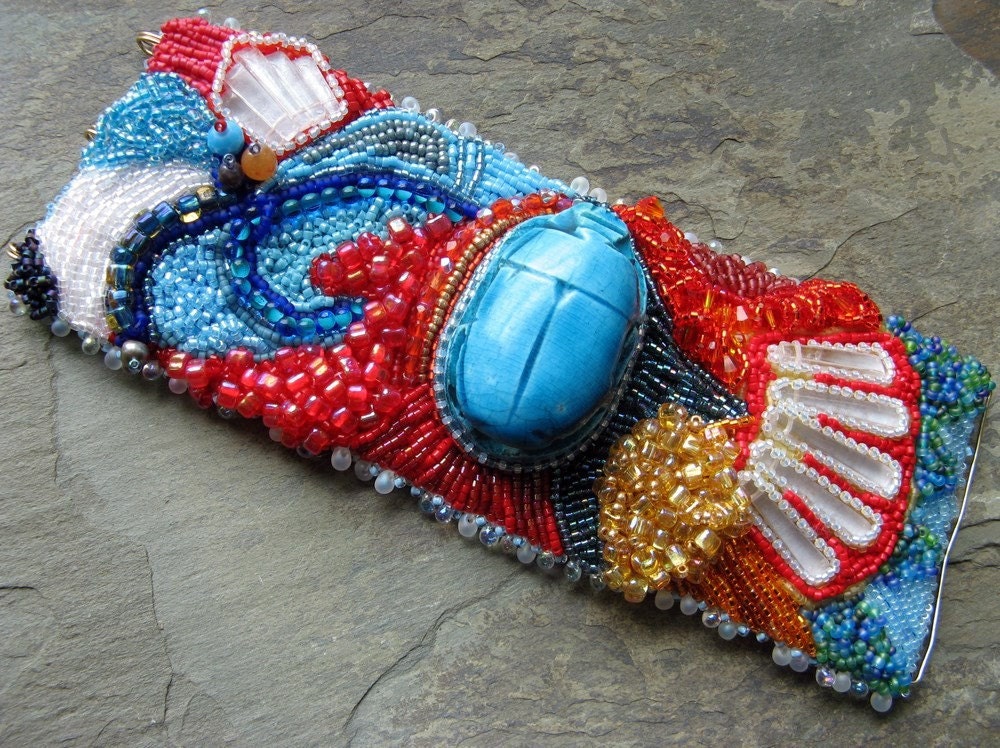 hamunaptra bead embroidered cuff