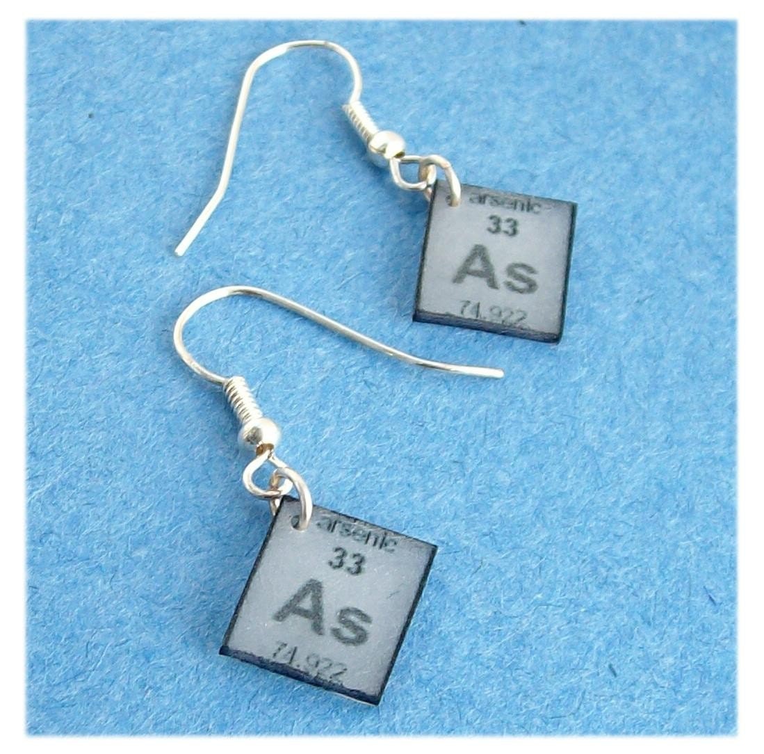 handmade earrings geekery arsenic poison periodic table element