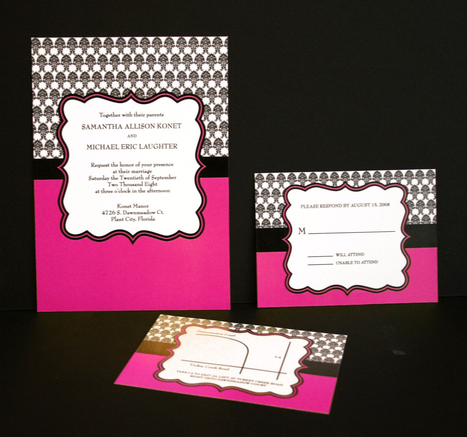 damask wedding invitation set (sample)