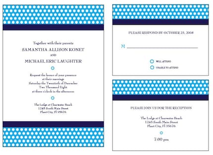 polka dot upside wedding invitation set (sample)
