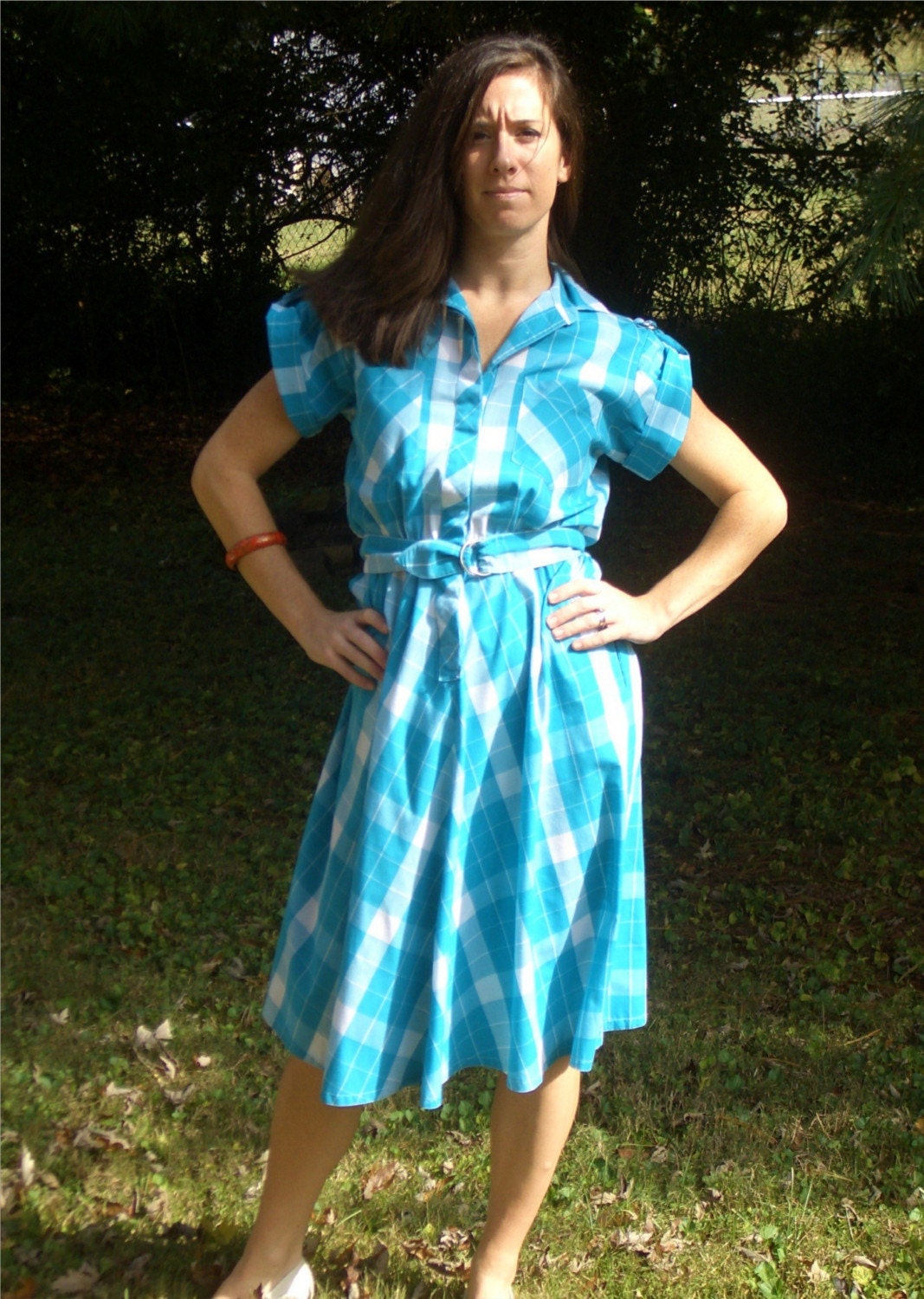 Turquoise Plaid Laundry Dress