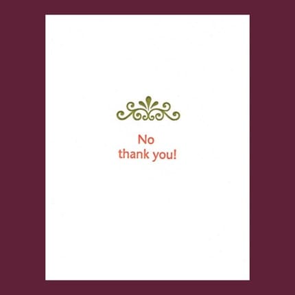 No thank you - letterpress card by letterarypress