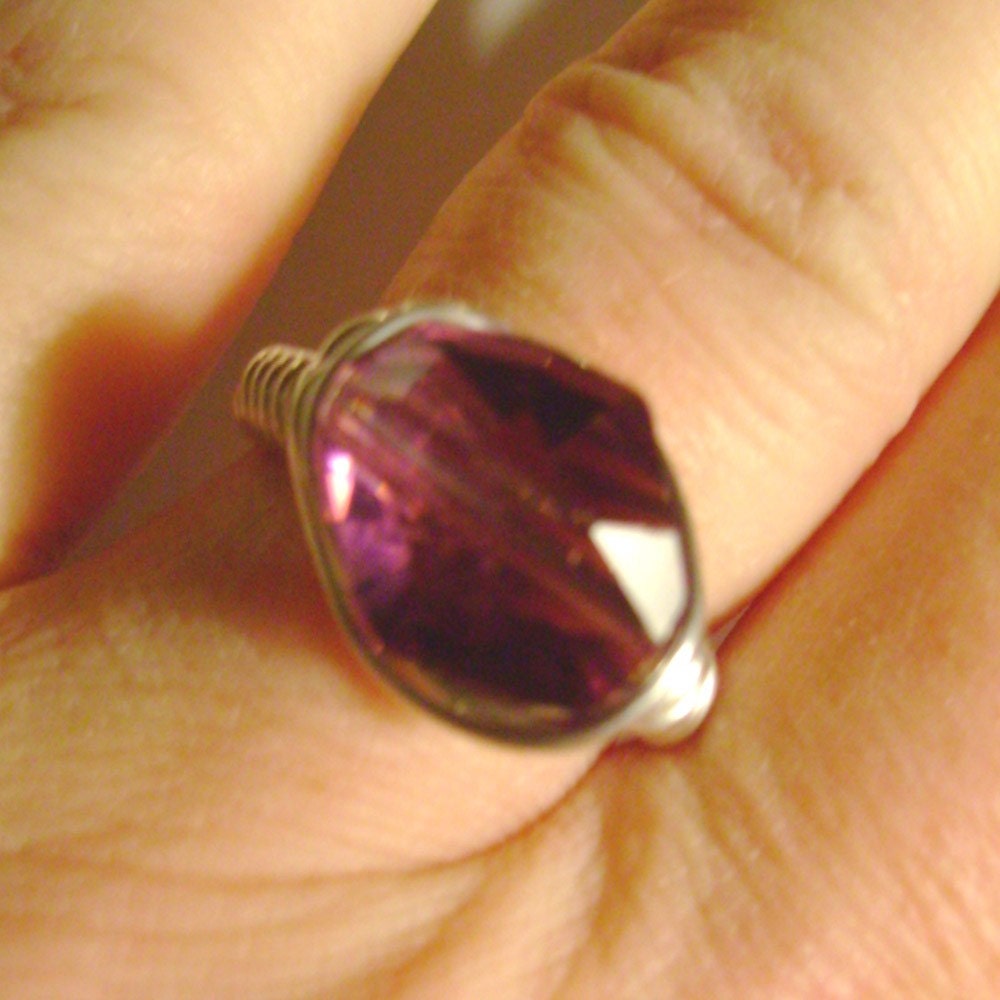 Amethyst Swarovski Crystal Ring