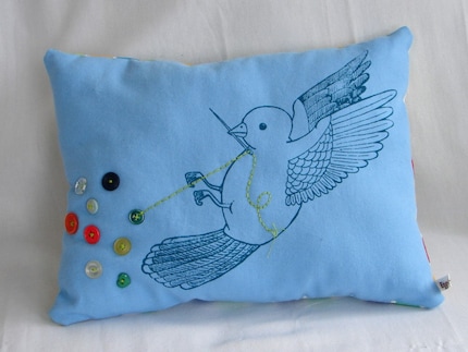 The Button Collector no. 9 (Button Bird Pillow)