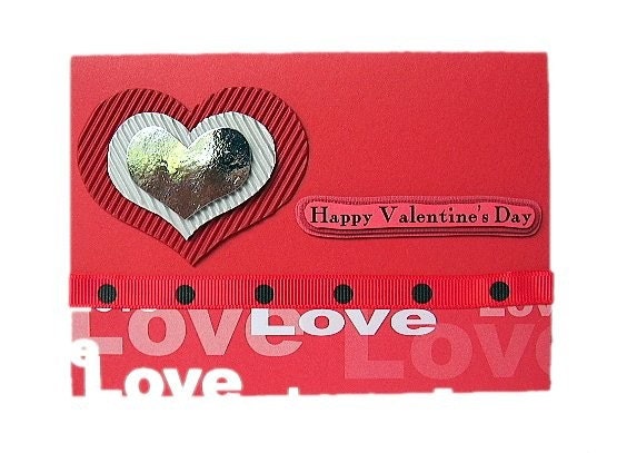 handmade cards for valentines day. Red Shiny Heart Happy Valentine's Day Handmade Card Code : VDay03