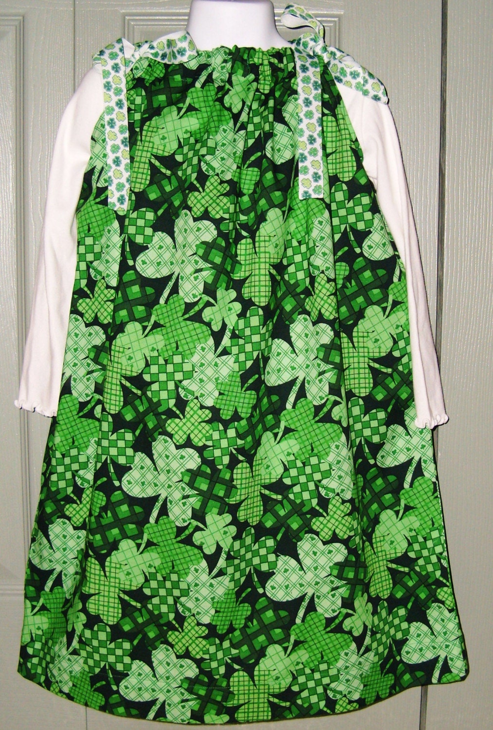Plaid Shamrocks St Patricks Day Pillowcase Dress 12mos 18 mos 2T 3T 4 5 6