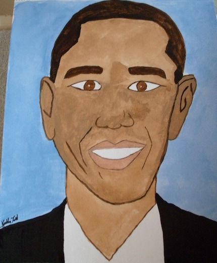 Barack Obama Original signed watercolor painting 