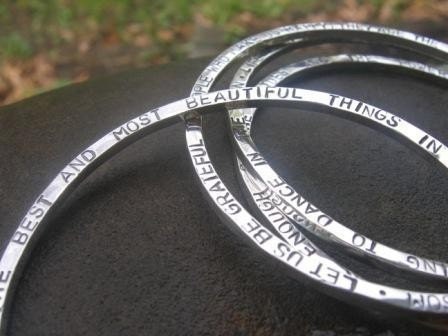 Poem/ Customized Heavy Bangle Bracelet in Sterling Silver - clearly and precisely inscribed to your specifications