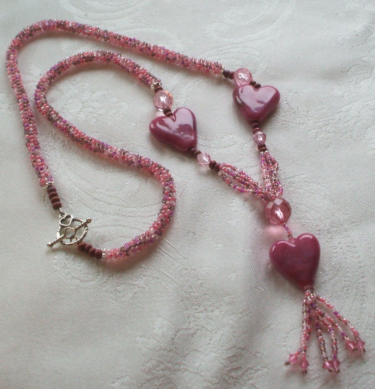 Here's My Heart Lampwork and Beadwoven Necklace