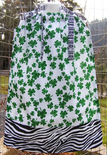 Saint Patricks Day Shamrocks and Stripes Pillowcase Dress 12 mos 18 mos 2T 3T 4 5 6