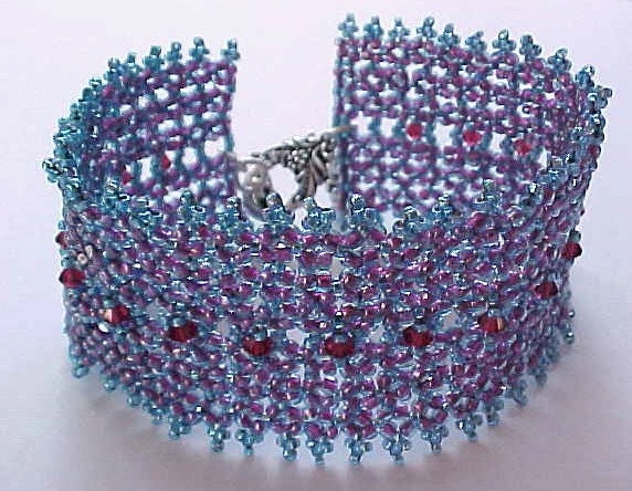 Ruby Blue Bead Woven Bracelet